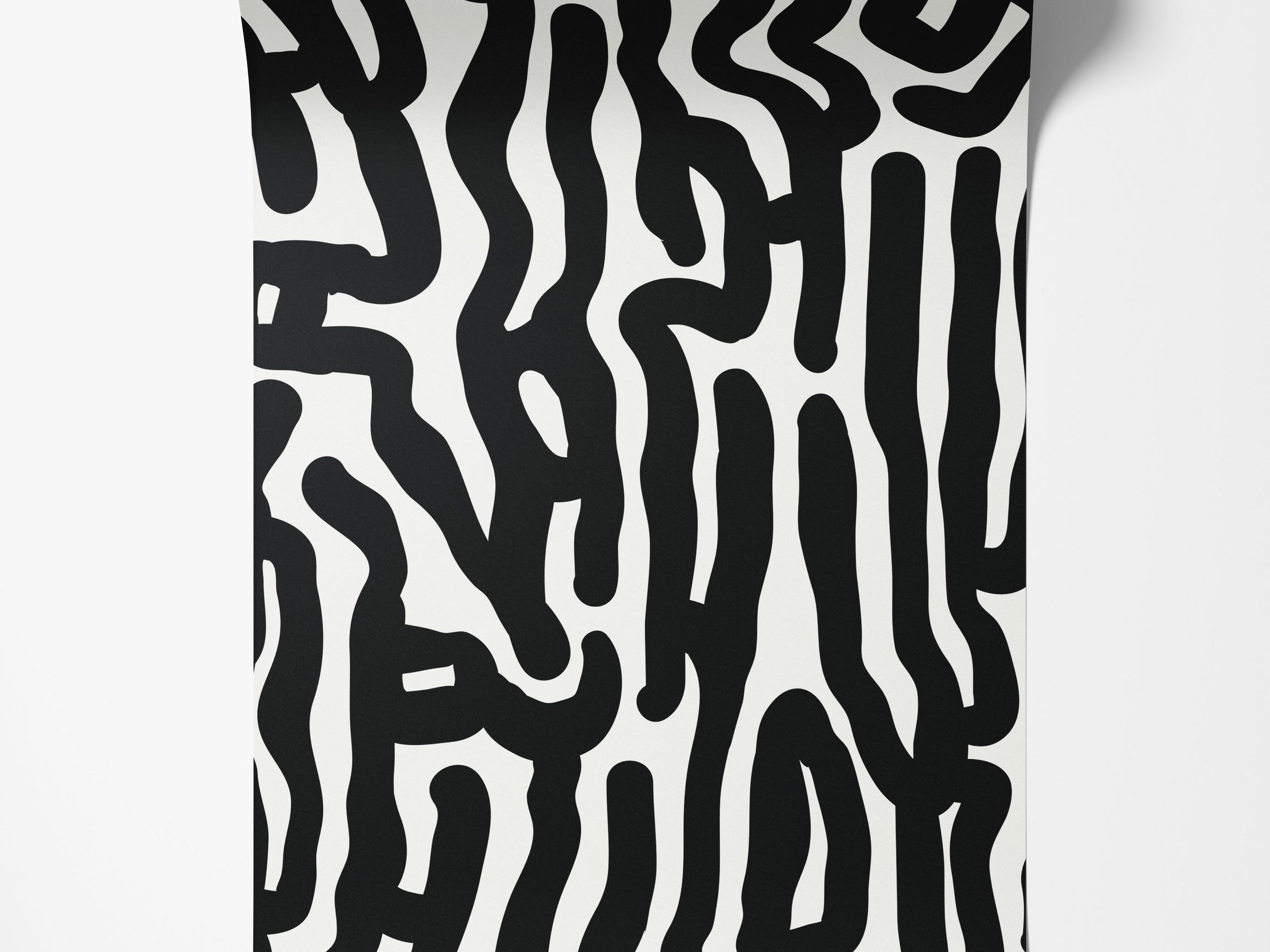 Abstract wallpaper featuring thick, bold black graphic lines forming a maze-like pattern on a white background.