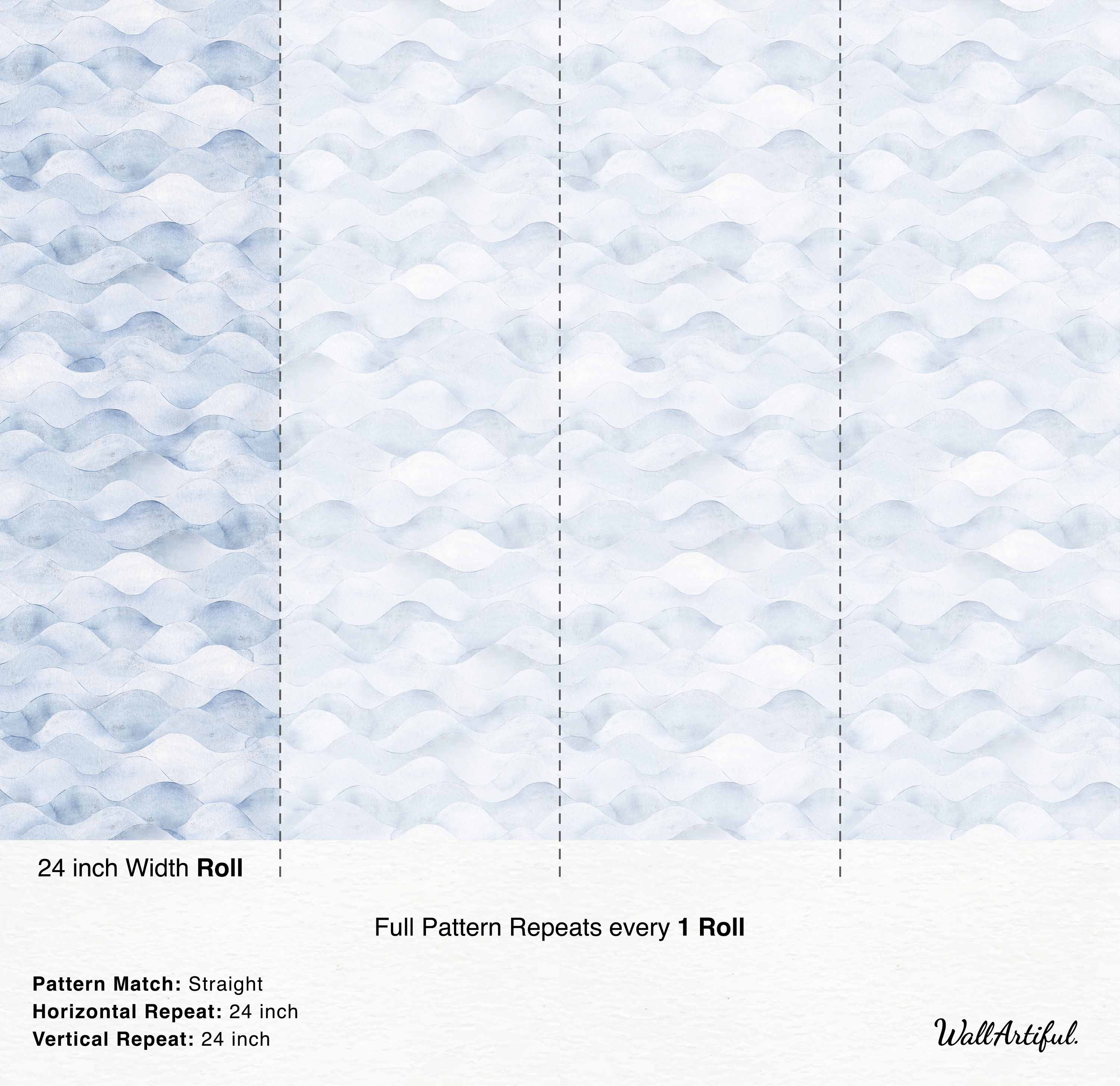 Soft blue watercolor wave pattern wallpaper