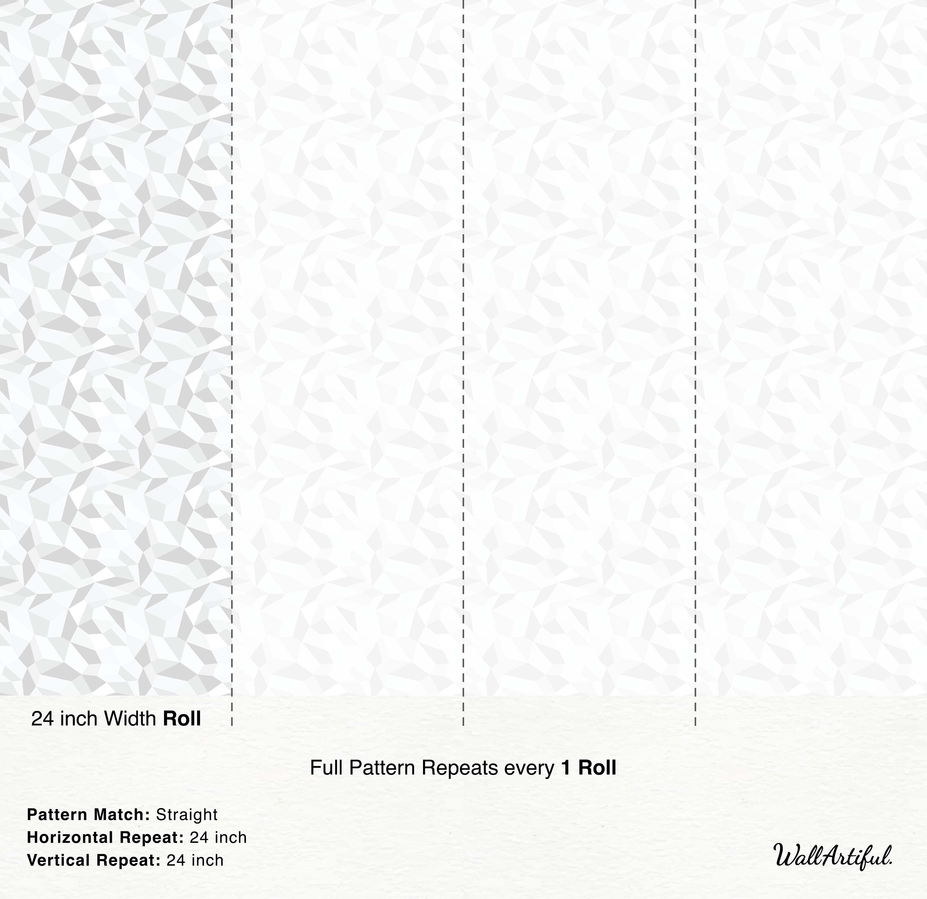 Abstract geometric wallpaper with a faceted, low-poly pattern in white and shades of gray.