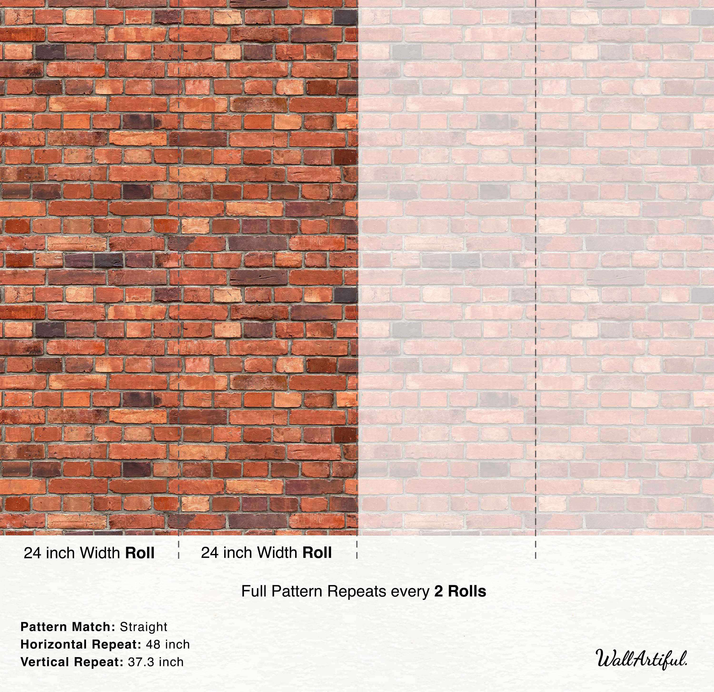 Wallpaper featuring a realistic red brick wall pattern with varying shades of red, orange, and brown bricks and grey mortar.