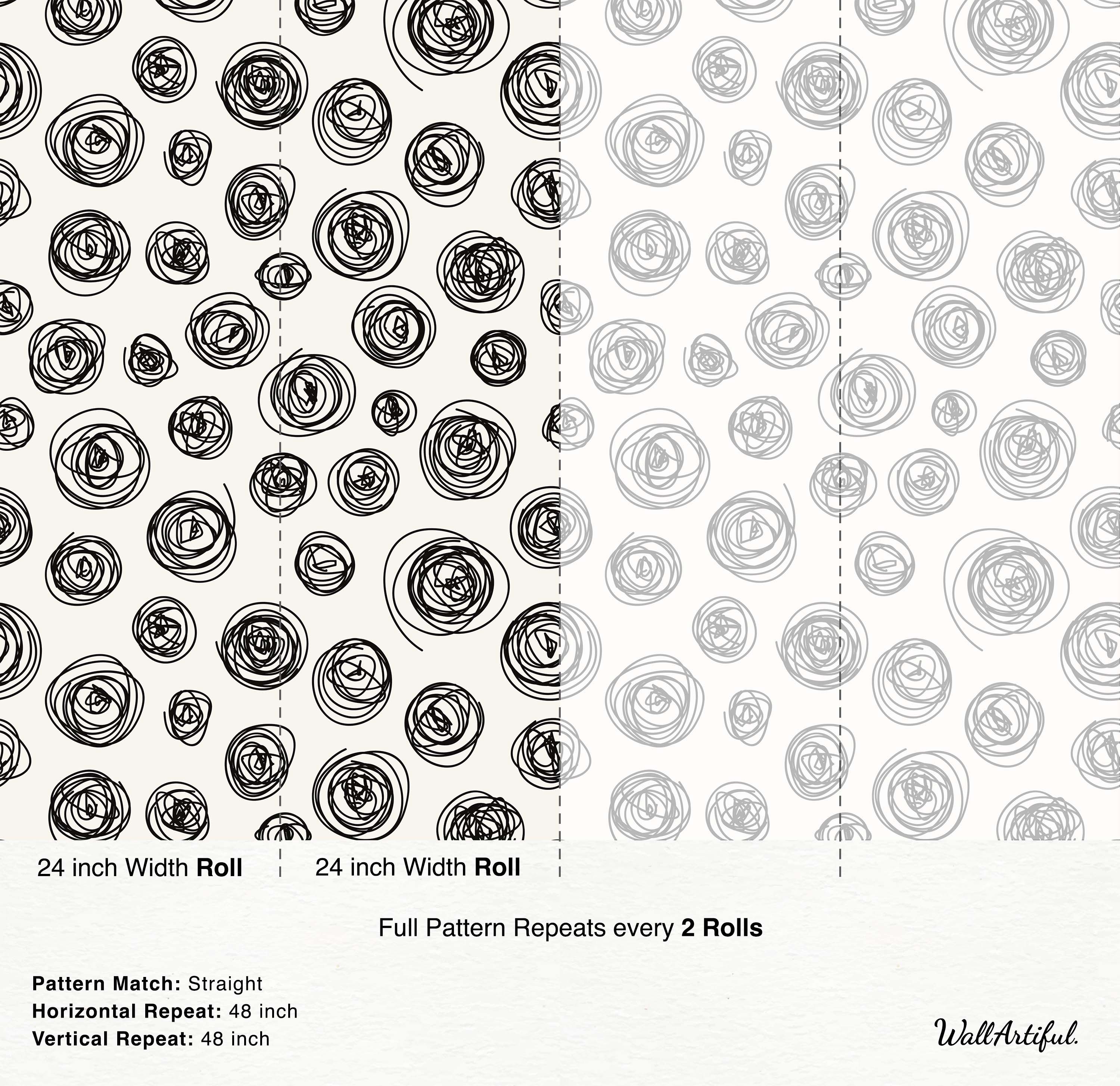 Abstract wallpaper featuring hand-drawn black spiral scribbles on an off-white background.