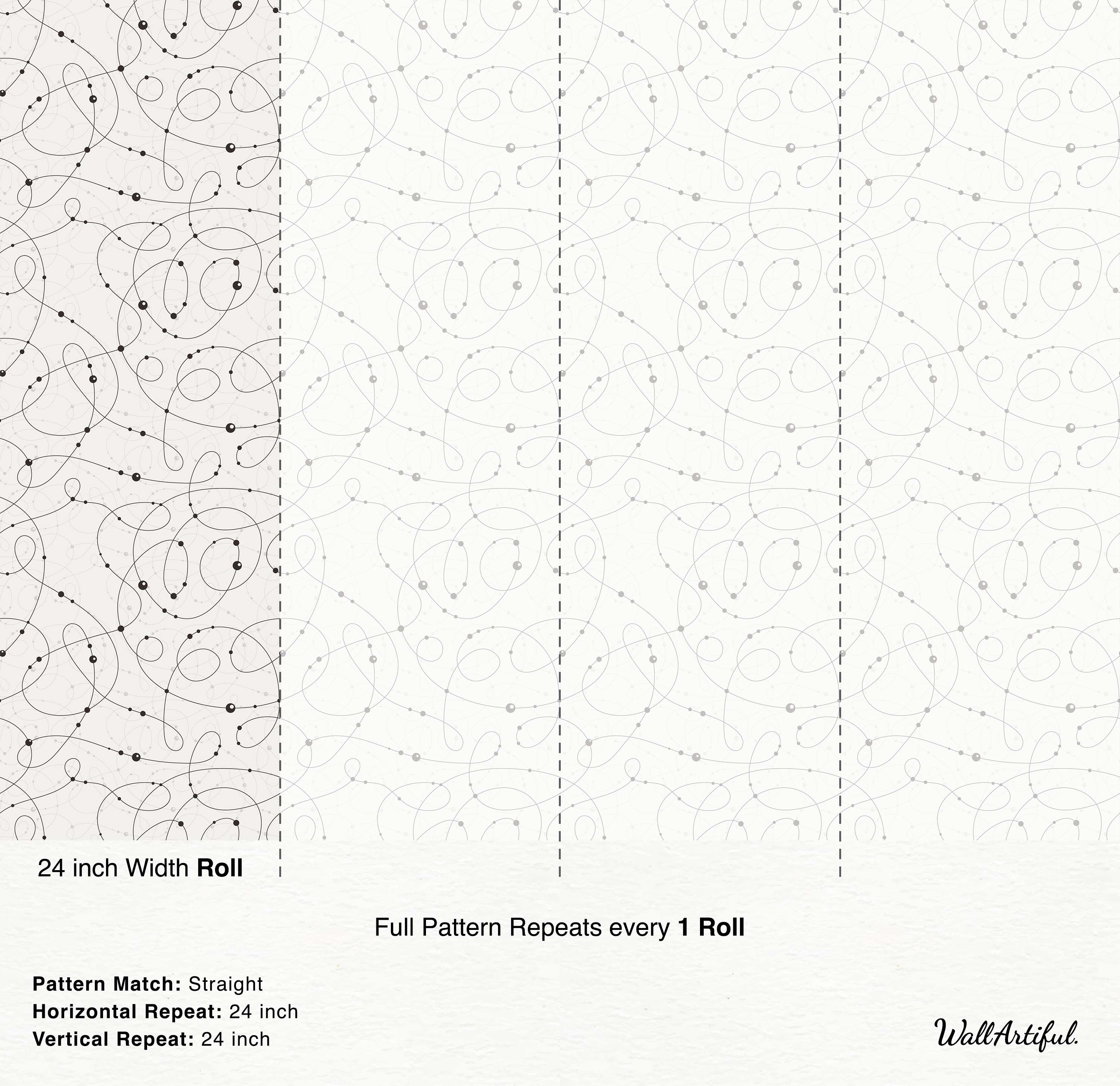Abstract wallpaper featuring black swirling lines and dots forming a continuous network pattern on a light gray background.