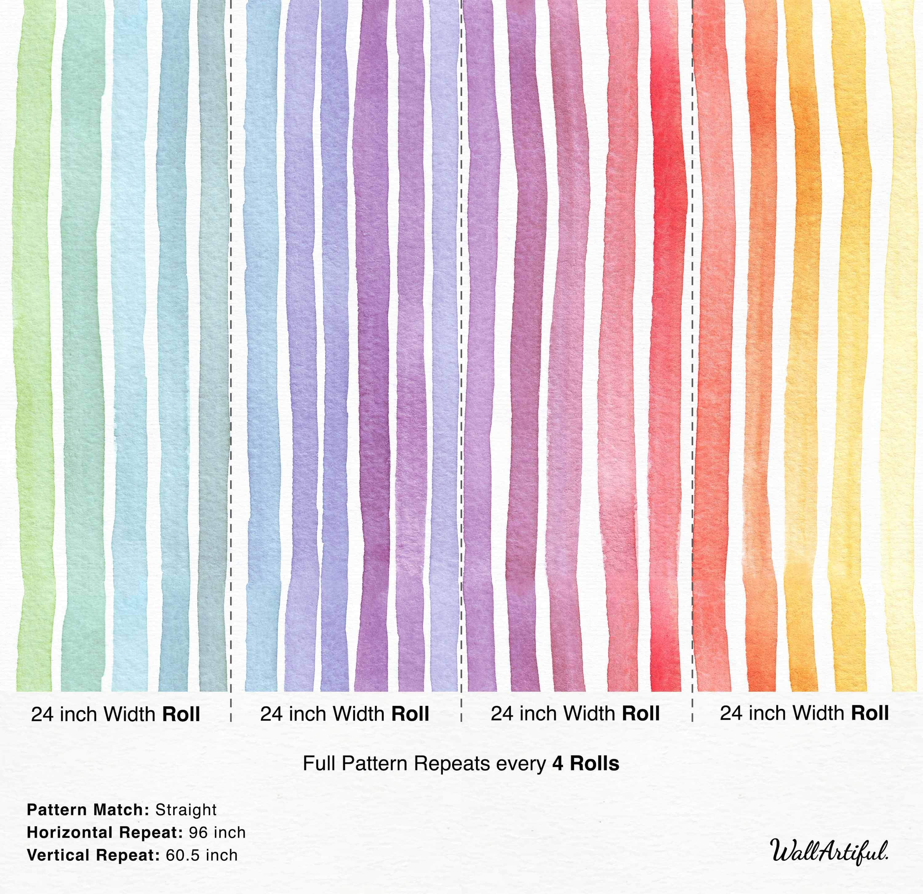 Colorful vertical striped wallpaper in rainbow hues