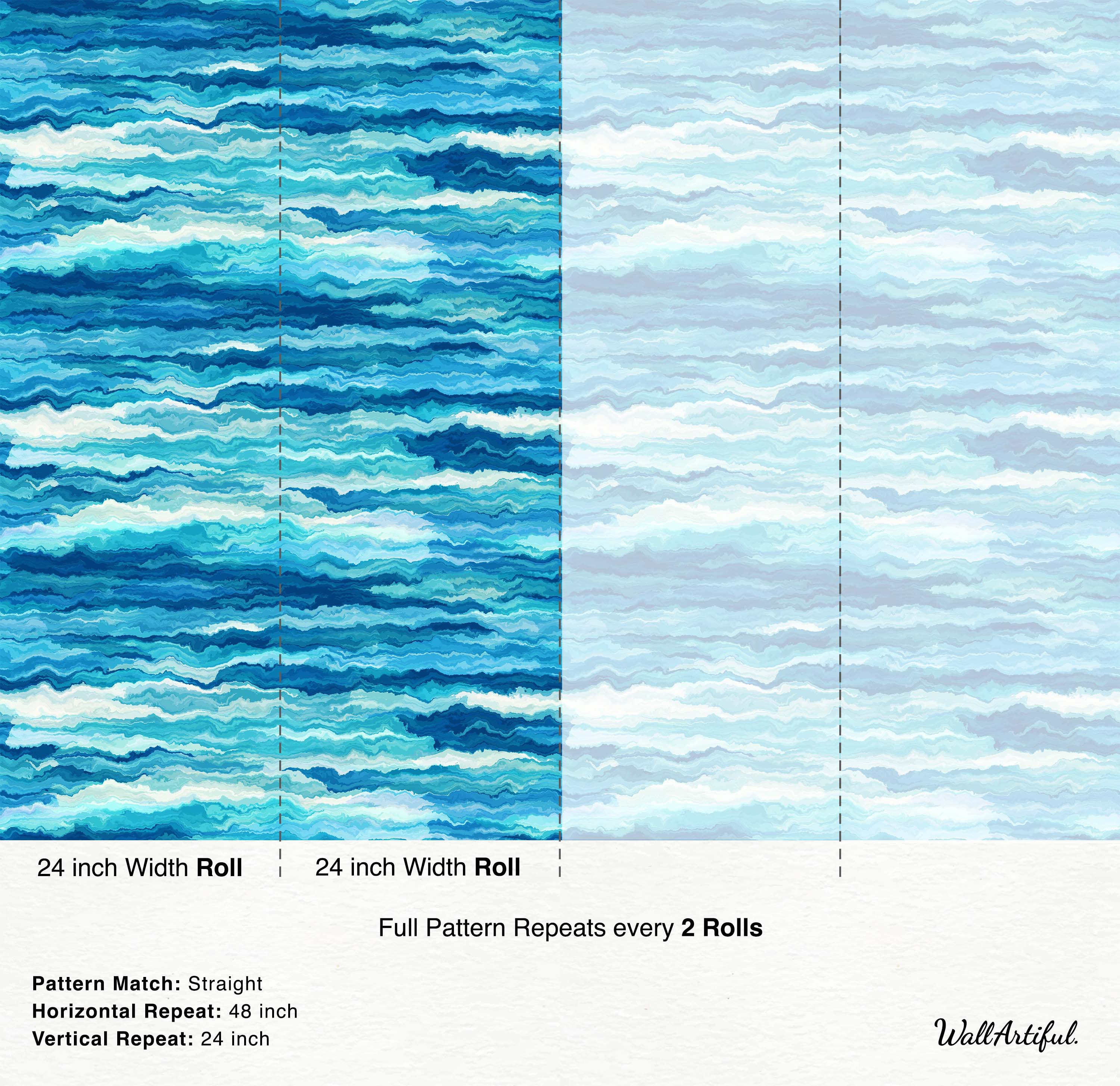 Abstract wallpaper with flowing horizontal waves in shades of deep blue, teal, and white, evoking a serene, water-like effect.