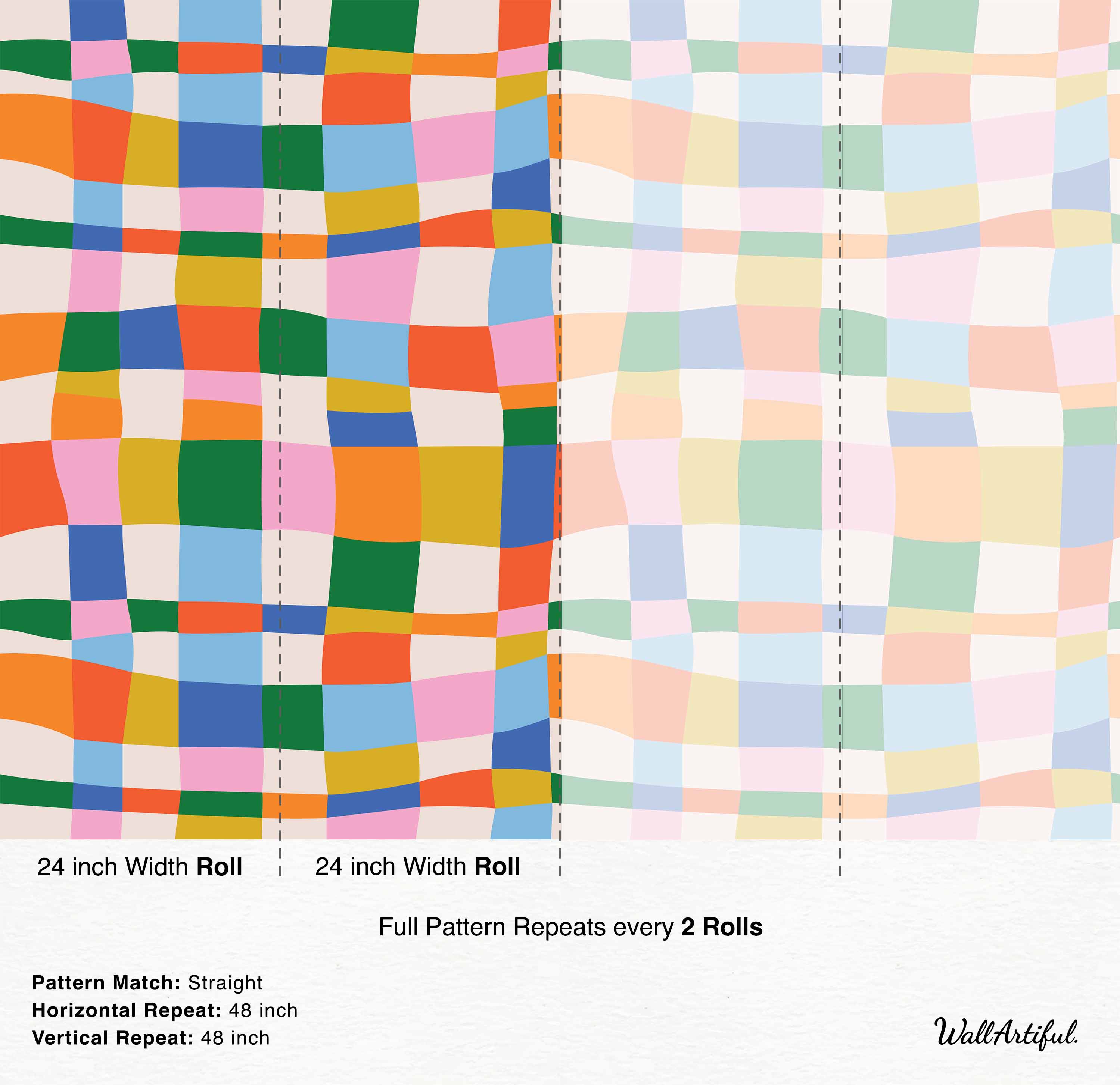 Colorful wavy geometric pattern wallpaper with vibrant squares